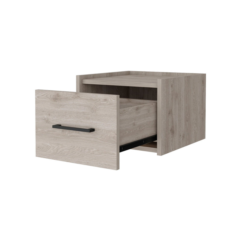 13.8" x 13.2" x 9.8" One Drawer Faux Wood Floating Nightstand - Gray