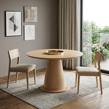 Load image into Gallery viewer, 71" Natural Solid Wood Pedestal Base Oval Dining Table
