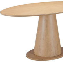 Load image into Gallery viewer, 71" Natural Solid Wood Pedestal Base Oval Dining Table
