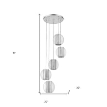 Load image into Gallery viewer, Five Light Acrylic And Steel Shade Hanging Globe Light - Silver

