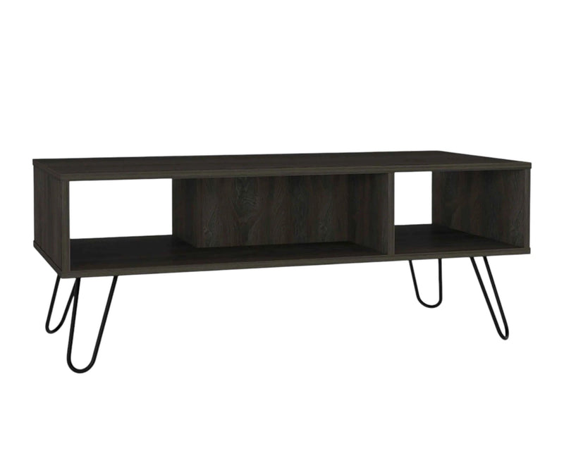 40" Wood And Metal Coffee Table With Shelf - Espresso And Black