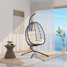 Load image into Gallery viewer, Egg Chair with Stand Indoor Outdoor Swing Chair Patio Wicker Hanging Egg Chair Hanging Basket Chair Hammock Chair with Stand for Bedroom Living Room Balcony
