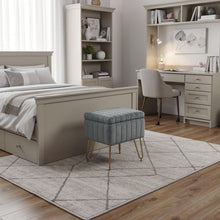 Load image into Gallery viewer, Faux Fur Storage Ottoman - Gray / Gold
