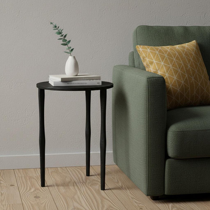 Iron Round End Table - Black