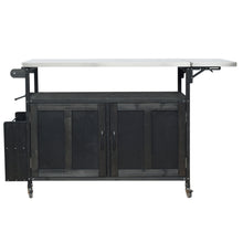 Load image into Gallery viewer, Foldable Outdoor Kitchen Island With Lockable Wheels, Storage Cabinet And Towel Rack For Patio
