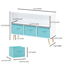 Load image into Gallery viewer, Bookcase With Collapsible Drawers, Book Display Storage Cabinet Organizer - White / Blue
