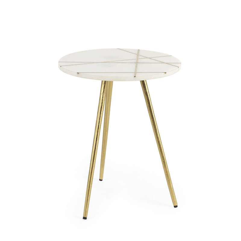 Stone And Metal Tray Table (605372) - White / Gold