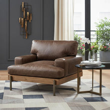 Load image into Gallery viewer, Faux Leather Chair And A Half - Chocolate And Gray
