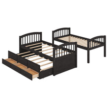 Load image into Gallery viewer, Twin over Twin Wood Bunk Bed with Trundle and Drawers, Espresso
