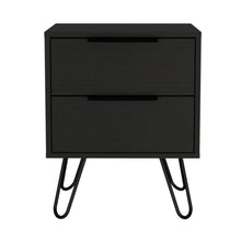 Load image into Gallery viewer, 22" Two Drawer Faux Wood Nightstand - Black
