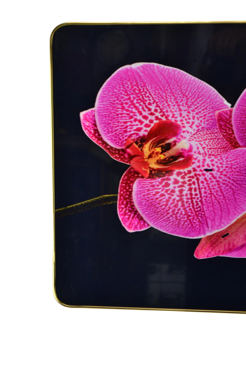Silent Orchids Floral Wall Clock - Pink / Black / Gold