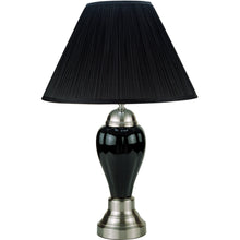 Load image into Gallery viewer, Ceramic Urn Table Lamp With Black Empire Shade - Black And Silver
