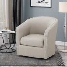 Load image into Gallery viewer, Modern Upholstered Swivel Club Chair With Nailhead Trim
