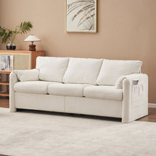 Load image into Gallery viewer, Modern 3 Seater Sofa Chenille Couch Plush Triple Seater Sofa With High Density Foam Cushions, Deep Seat Living Room Couch For Family Room, Apartment &amp; Home Theater - Ivory White
