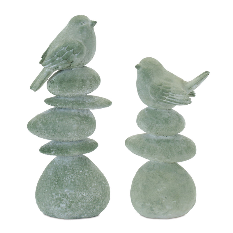 Poly Bird Figurine (Set of 4) - Green