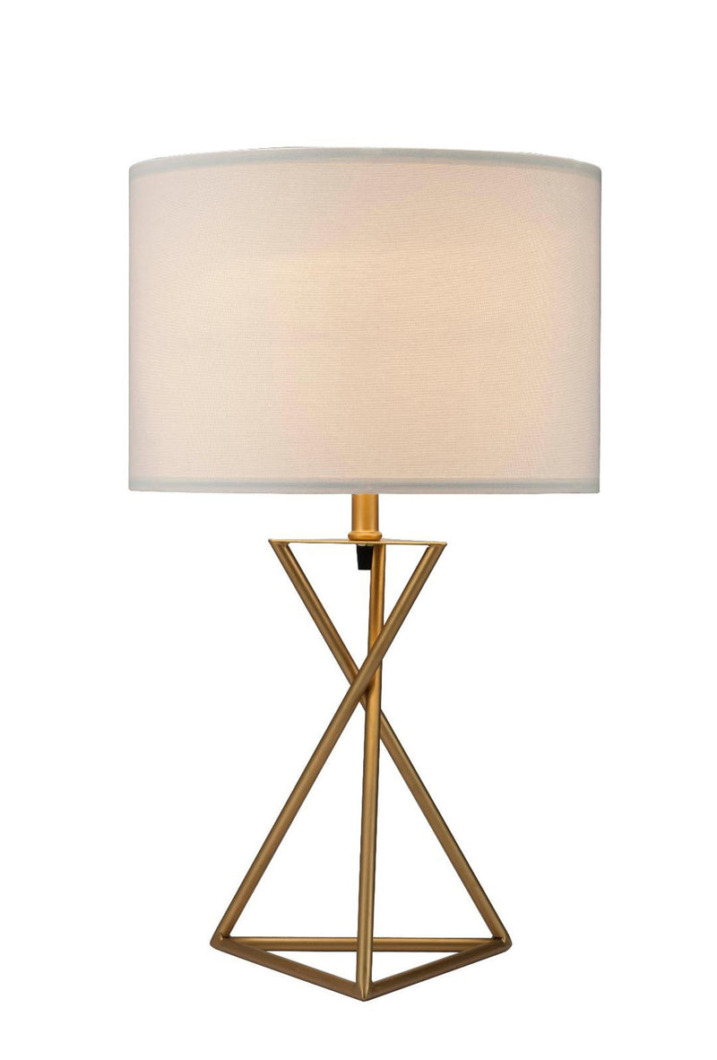 Contemporary Geo Table Lamp With White Shade - Gold
