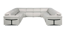 Load image into Gallery viewer, Italian Leather Power Reclining U Shaped Eight Piece Corner Sectional With Console - Light Gray
