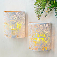 Load image into Gallery viewer, 8" Battery Operated Lamps With Pierced Shades (Set of 2) - White
