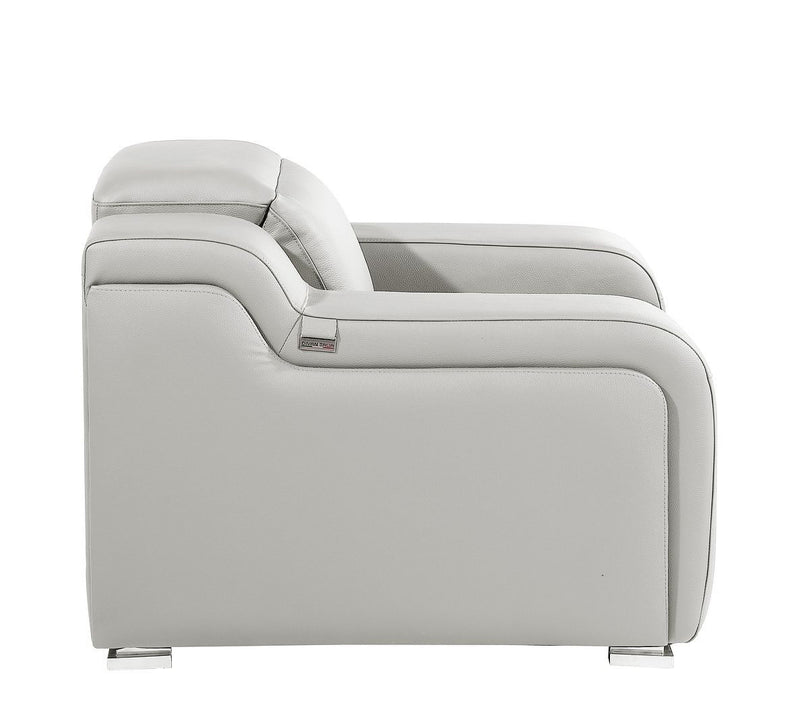 Italian Leather Wall Hugger Recliner With USB - Light Gray