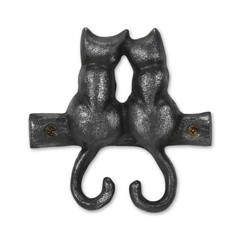 Two Hook 5" Cast Iron Wall Hooks - Black
