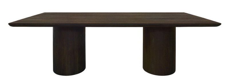 96" Solid Wood Double Pedestal Base Dining Table - Dark Brown
