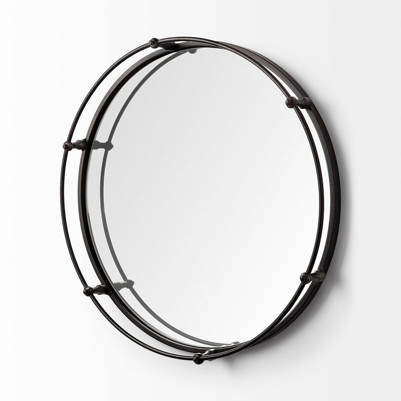 24" Round Metal Indoor Outdoor Tray With Handles - Silver