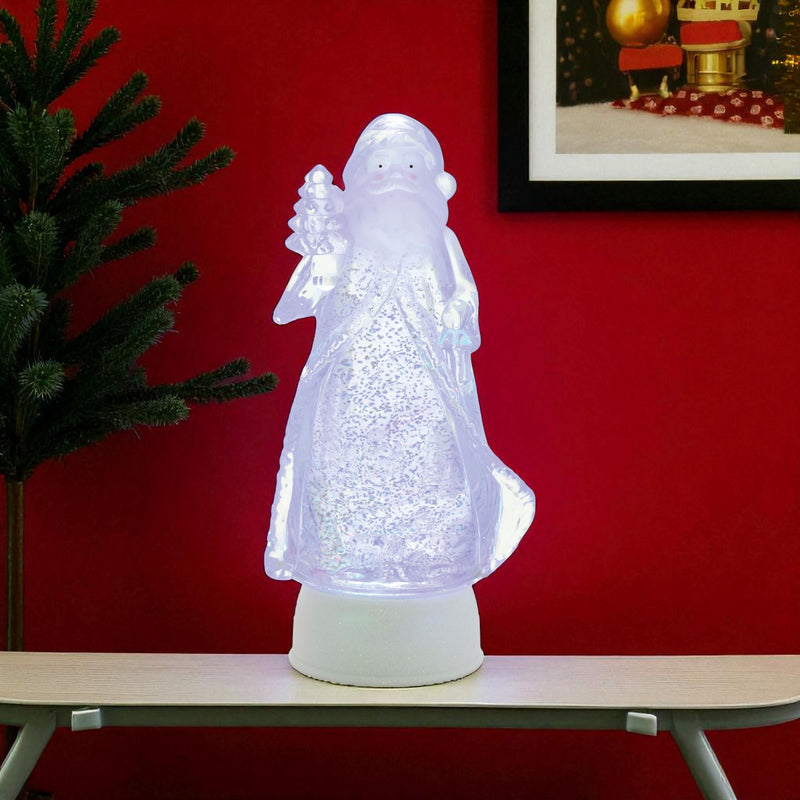 Plastic Christmas Santa Tabletop Sculpture With LED - Clear