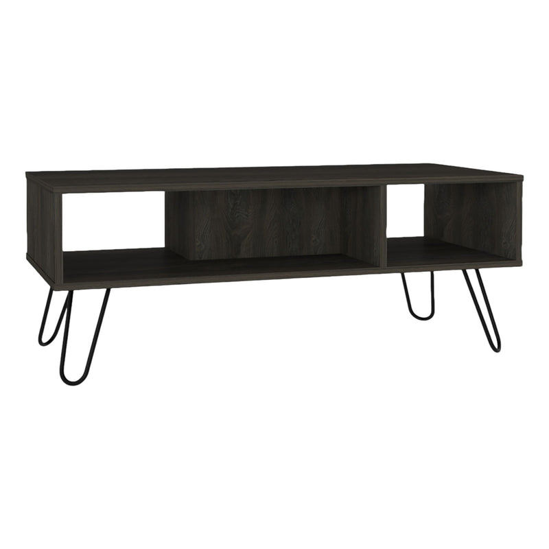 Wood Coffee Table With Two Shelves (Set of 2) - Black / Espresso