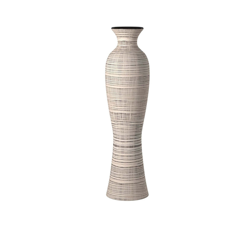 Striped Bud Floor Vase - Beige / Brown