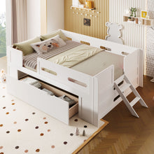 Load image into Gallery viewer, Platform Bed With Guardrail And Drawer
