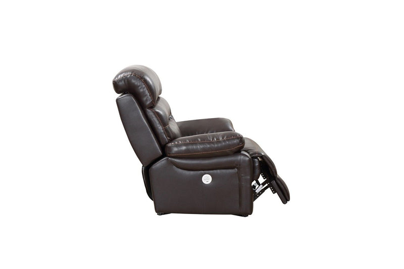 Leather Match Manual Gliding Recliner (366313) - Brown