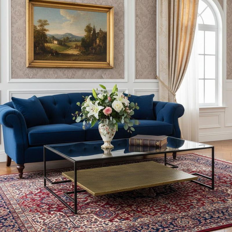 Modern Glass Coffee Table - Black And Gold