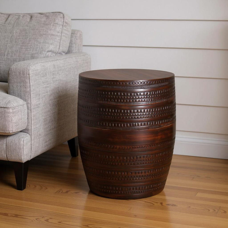 20" Metal Round End Table - Bronze