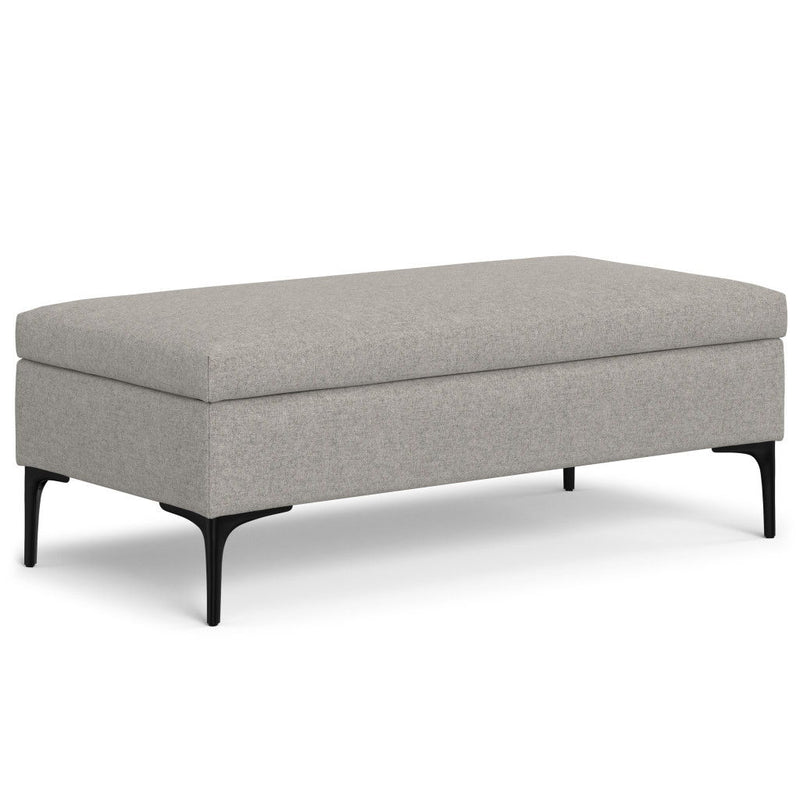 48" Upholstery Storage Ottoman - Black / Cloud