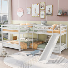 Load image into Gallery viewer, L-Shaped Bunk Bed With Slide And Short Ladder
