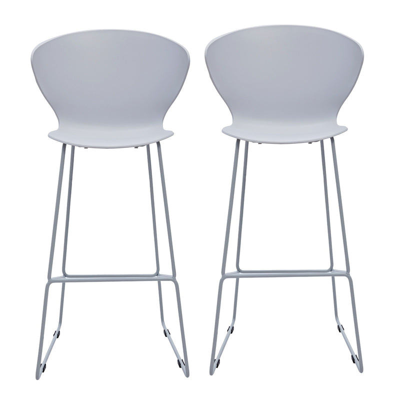 Heavy Duty Plastic And Metal Low Back Bar Height Bar Chairs (Set of 2) - Gray