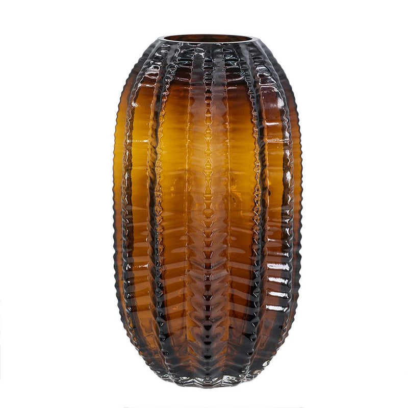 Textured Round Table Vase (574422) - Burnt Umber