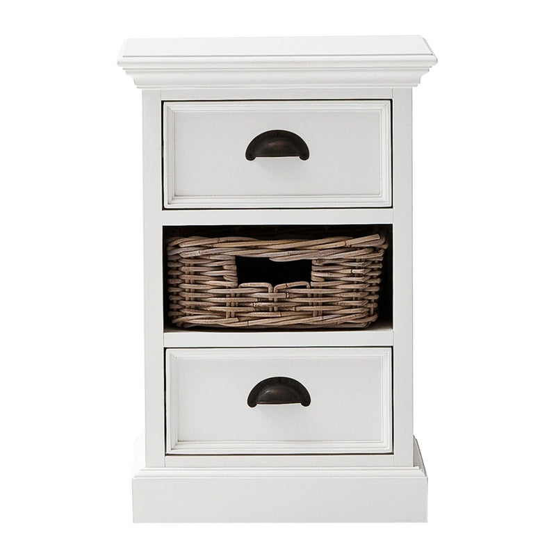 24" Solid Wood Two Drawer Nightstand - White