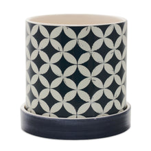 Load image into Gallery viewer, Striped Round Pot Planters (Set of 2) - Blue / White
