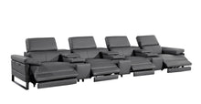 Load image into Gallery viewer, Top Grain Leather Reclining Metal USB Sofa (720348) - Dark Gray
