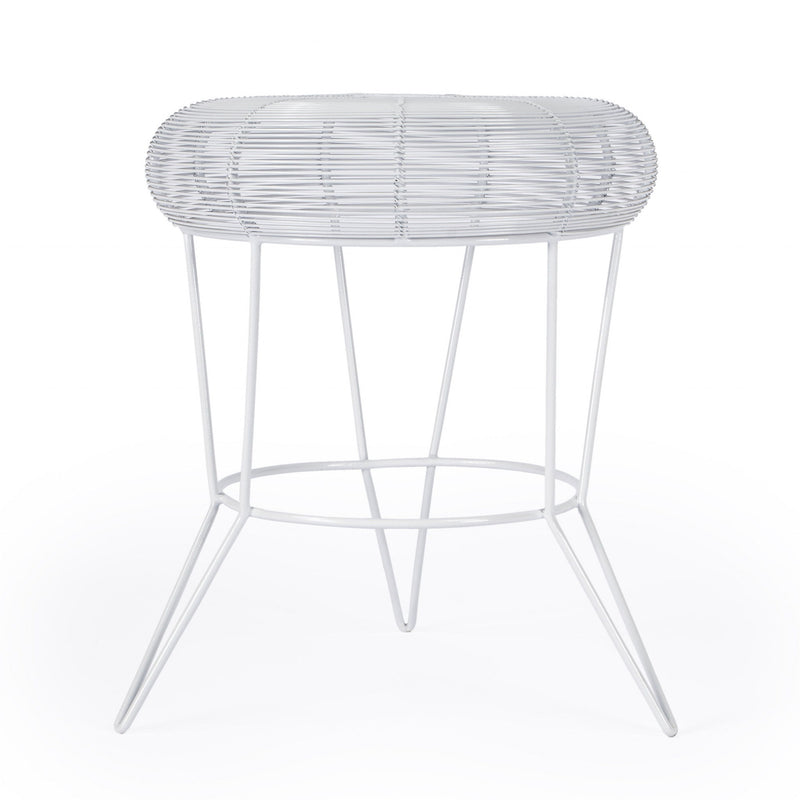 Wire Round Top End Table - White