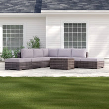 Load image into Gallery viewer, Outdoor 6 Person Wicker Seating Group With Cushions - Gray Mix
