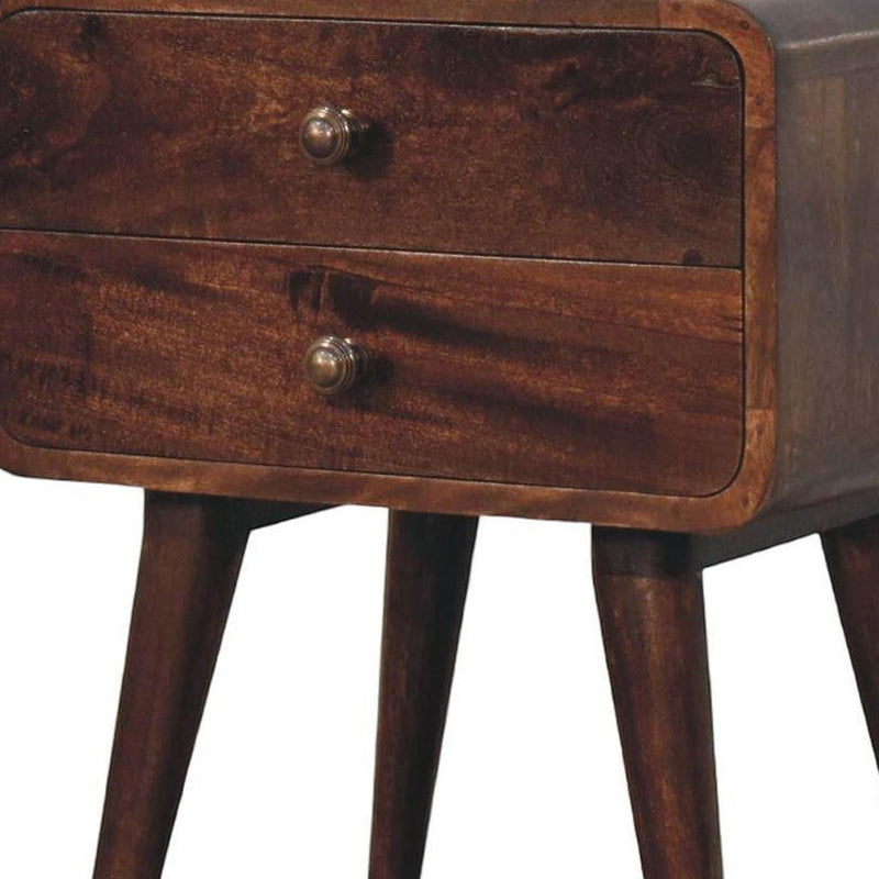 Solid Wood Two Drawer Nightstand - Walnut