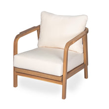 Load image into Gallery viewer, Outdoor Lounge Chair With Woven Backrest, Solid Wood Frame, Comfortable Cushions
