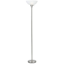 Load image into Gallery viewer, Torchiere Floor Lamp With White Frosted Glass Dome Shade - Nickel
