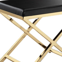 Load image into Gallery viewer, 21" Faux Leather Vanity Chair - Black / Gold
