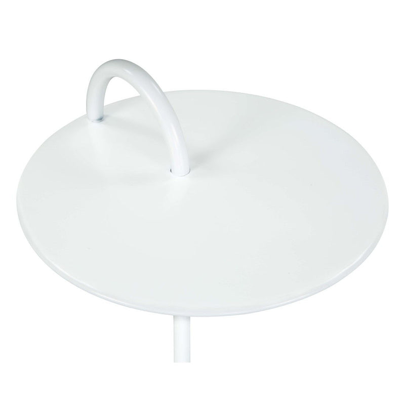 25" Iron And Marble Round Pedestal End Table - White