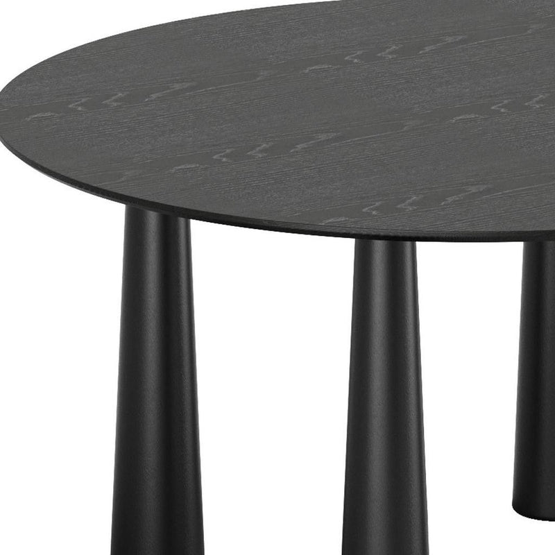 Solid Wood Round Top Dining Table - Black