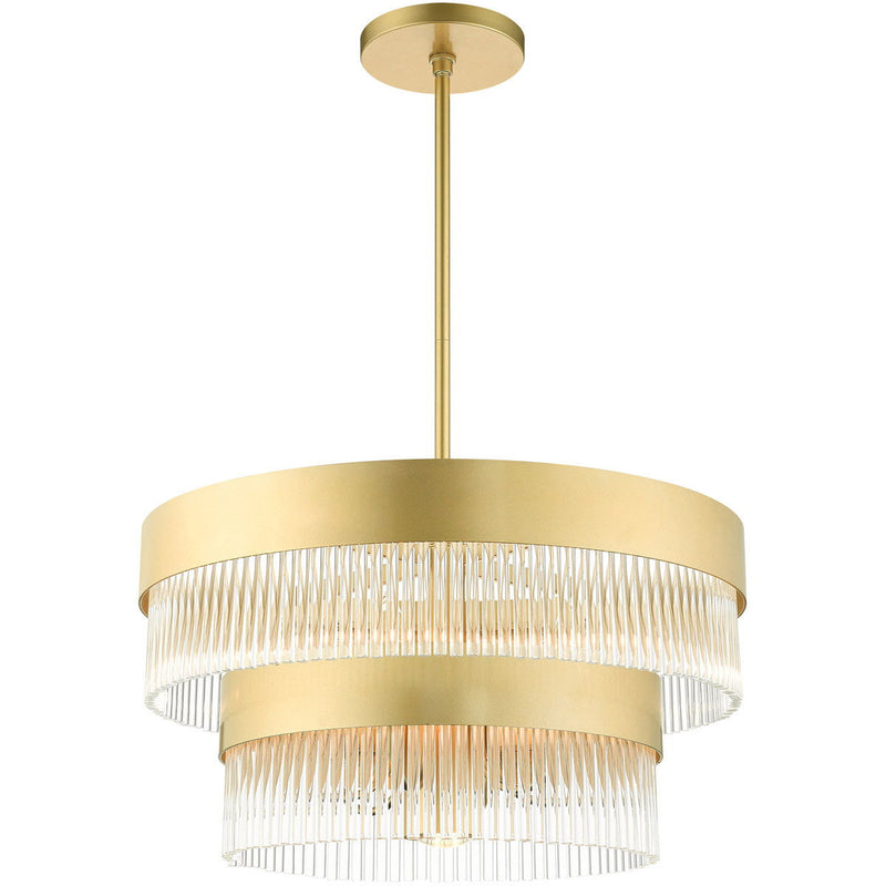Seven Light Dimmable Chandelier With Shades - Gold