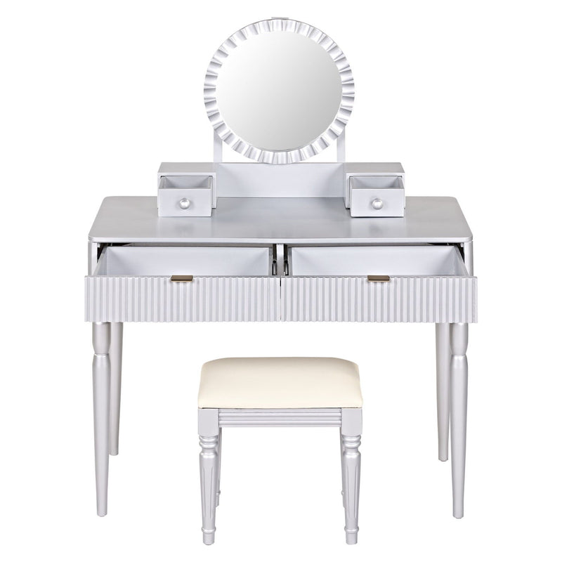 39" Vanity Two Drawer Dresser - Silver